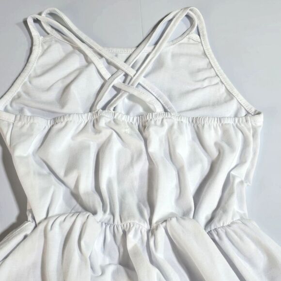 Besser Bay Girls White Criss-Cross‎ Sleeveless Summer Dress 12 Midi Fit & Flare - Picture 9 of 11